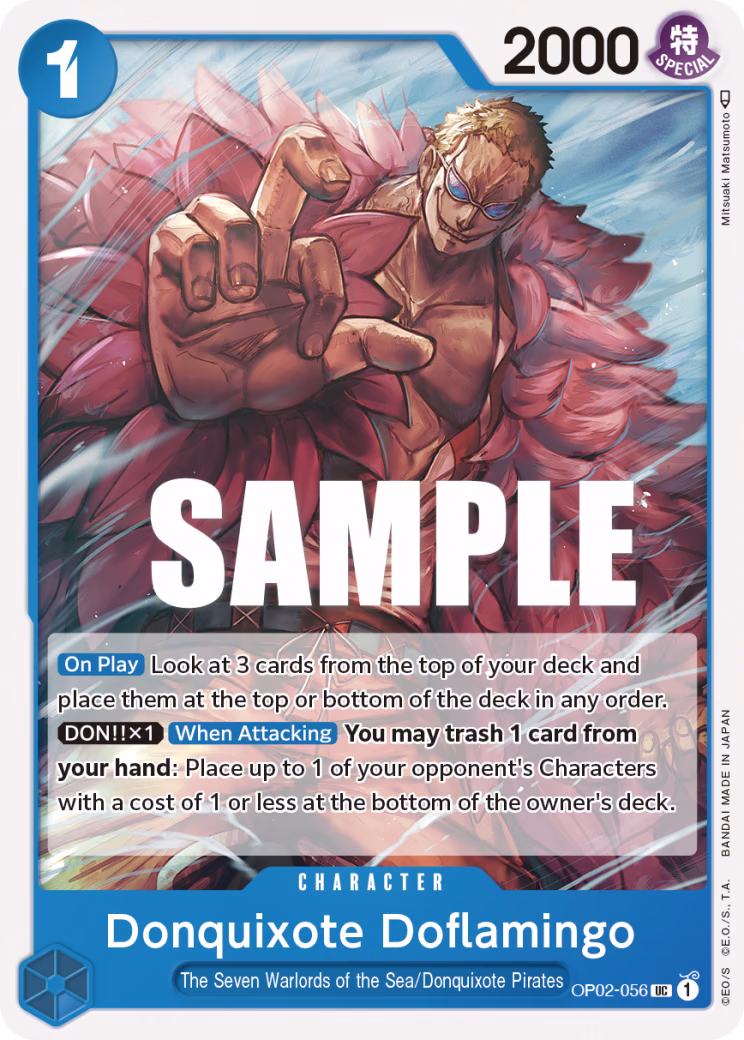 Donquixote Doflamingo One Piece card (OP02-056, Paramount War)