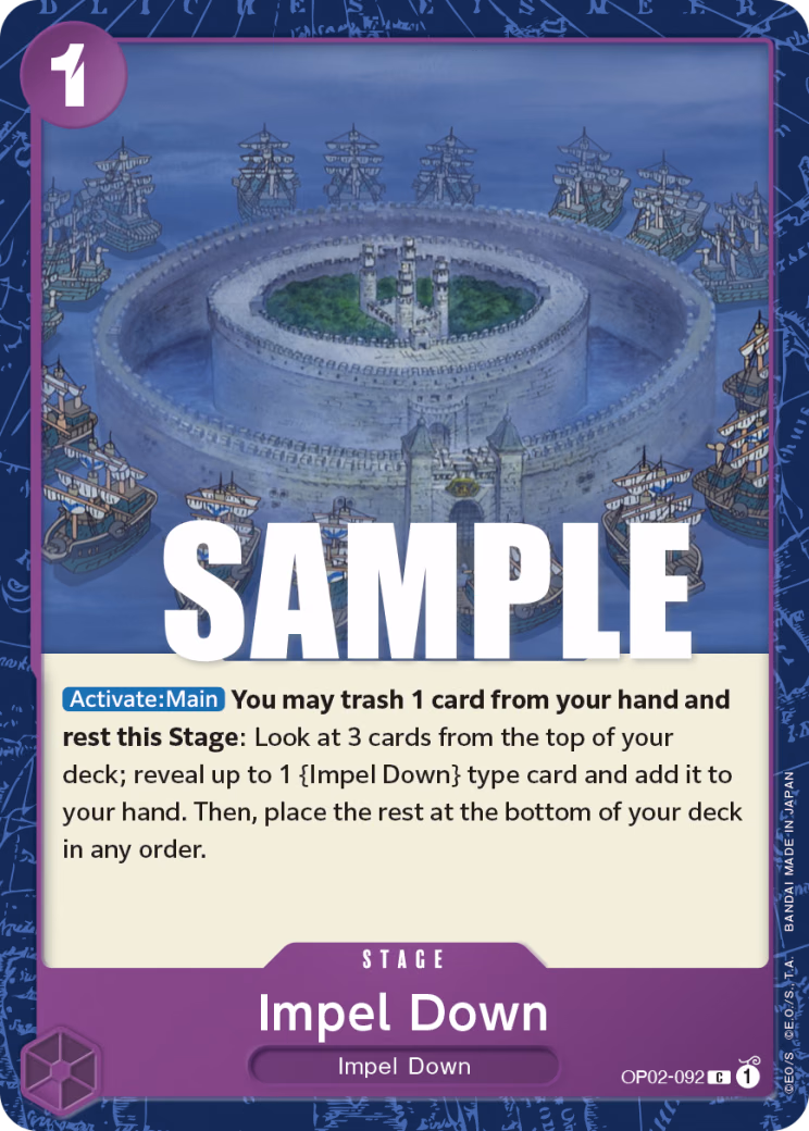 Impel Down One Piece card (OP02-092, Paramount War)
