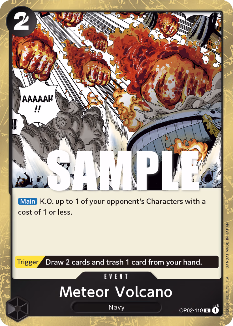 Meteor Volcano One Piece card (OP02-119, Paramount War)