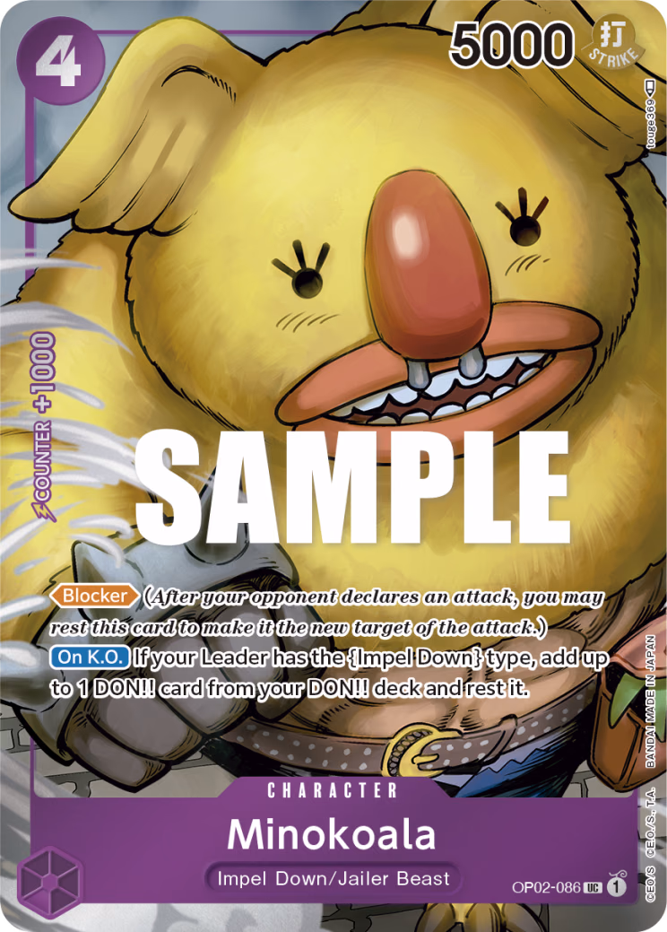 Minokoala (Box Topper) One Piece card (OP02-086, Paramount War)