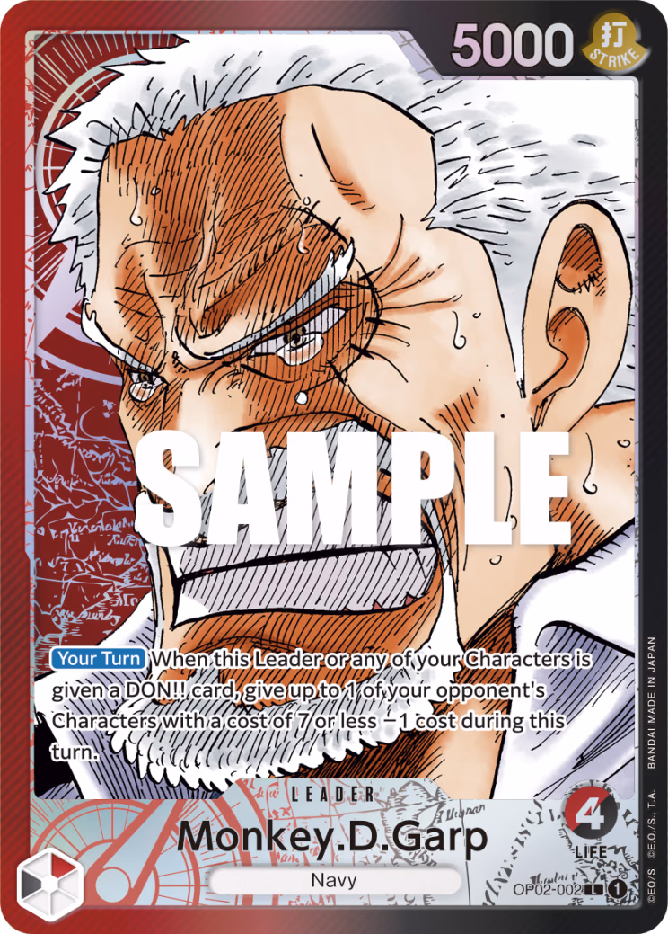 Monkey.D.Garp (Alternate Art) One Piece card (OP02-002, Paramount War)