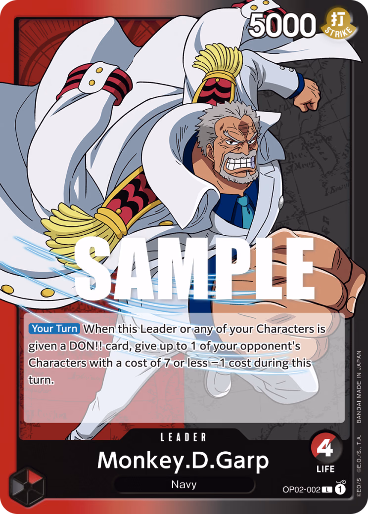 Monkey.D.Garp One Piece card (OP02-002, Paramount War)
