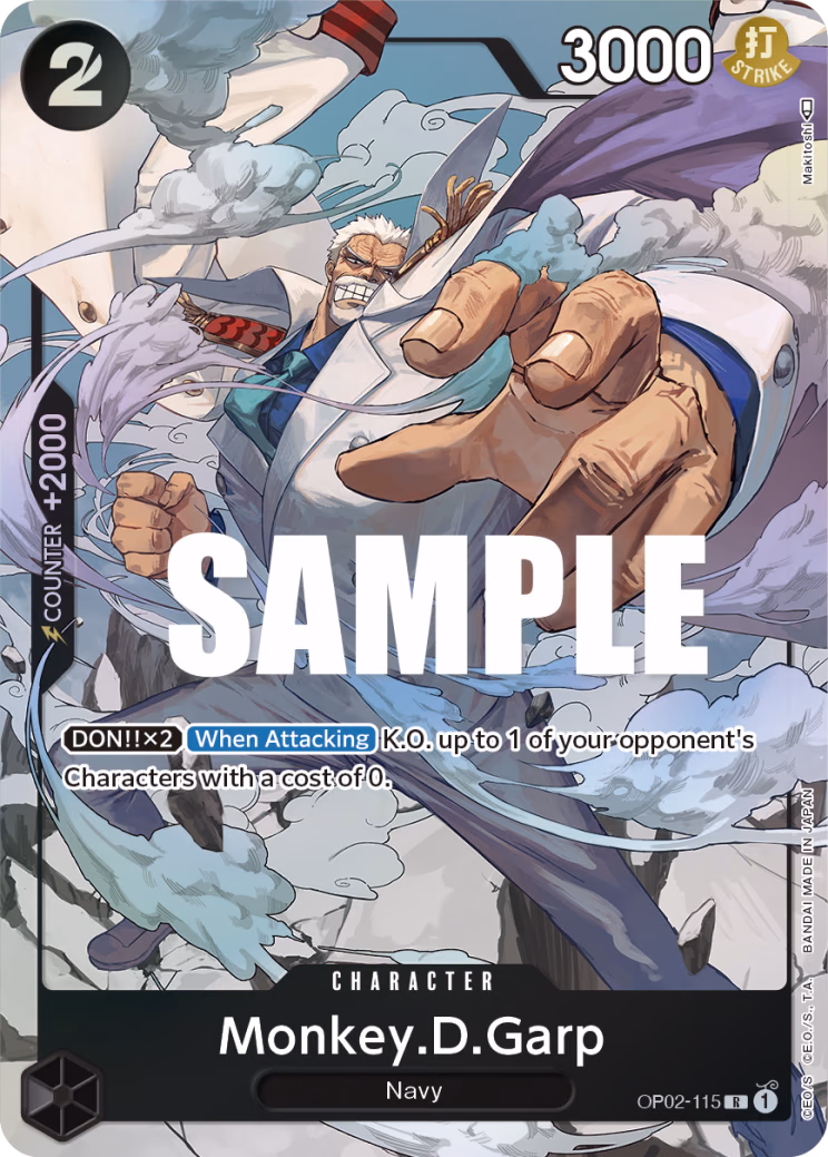 Monkey.D.Garp (Alternate Art) One Piece card (OP02-115, Paramount War)