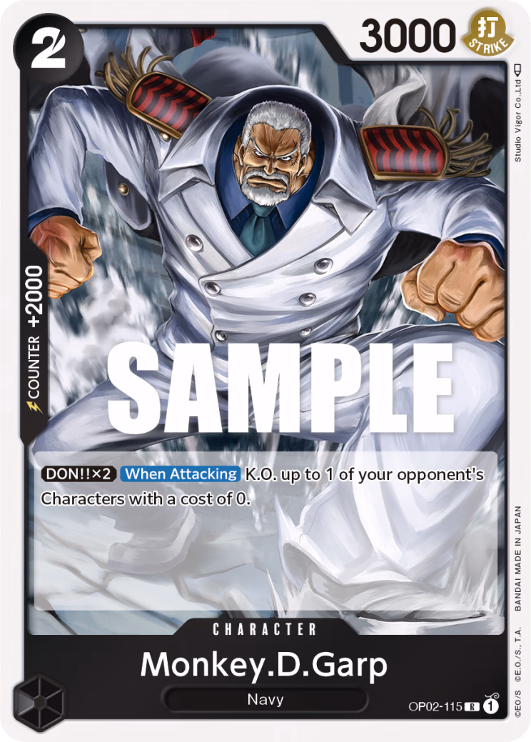 Monkey.D.Garp One Piece card (OP02-115, Paramount War)