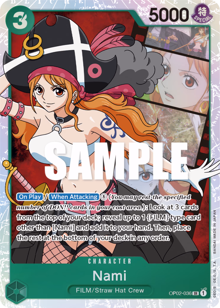 Nami One Piece card (OP02-036, Paramount War)