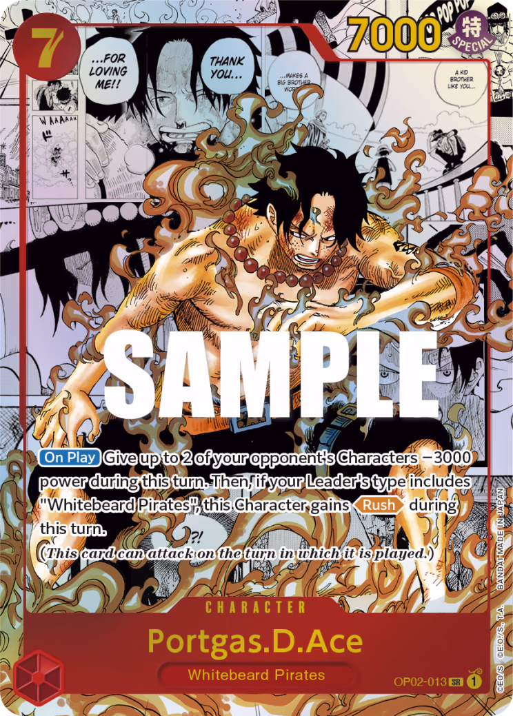 Portgas.D.Ace (Parallel Manga Alternate Art) One Piece card (OP02-013, Paramount War)