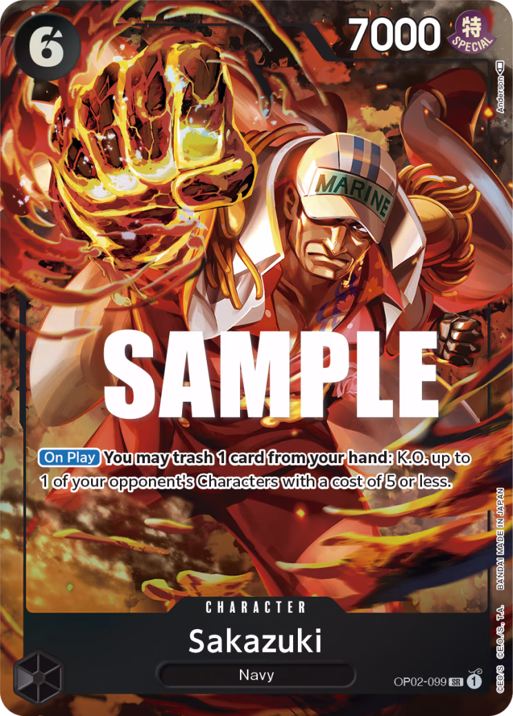 Sakazuki (Alternate Art) One Piece card (OP02-099, Paramount War)