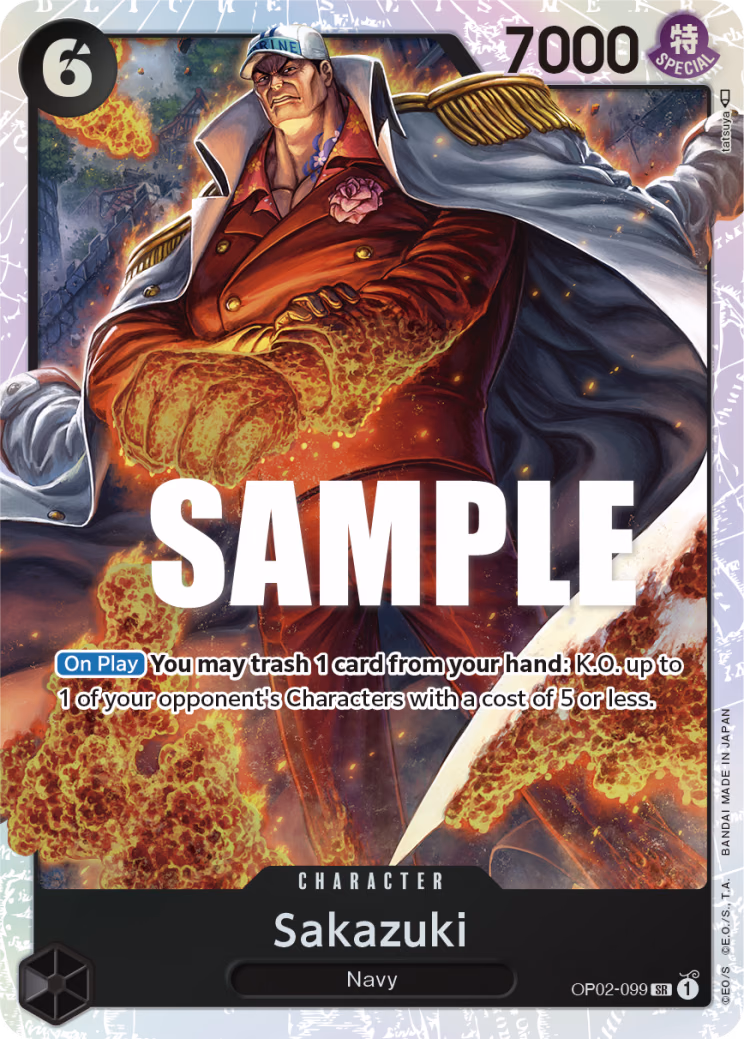 Sakazuki One Piece card (OP02-099, Paramount War)