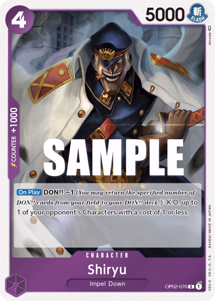 Shiryu One Piece card (OP02-076, Paramount War)