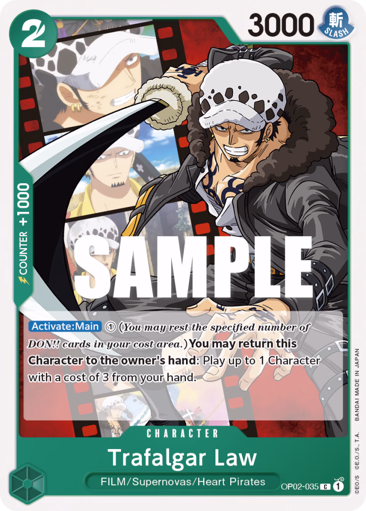 Trafalgar Law One Piece card (OP02-035, Paramount War)
