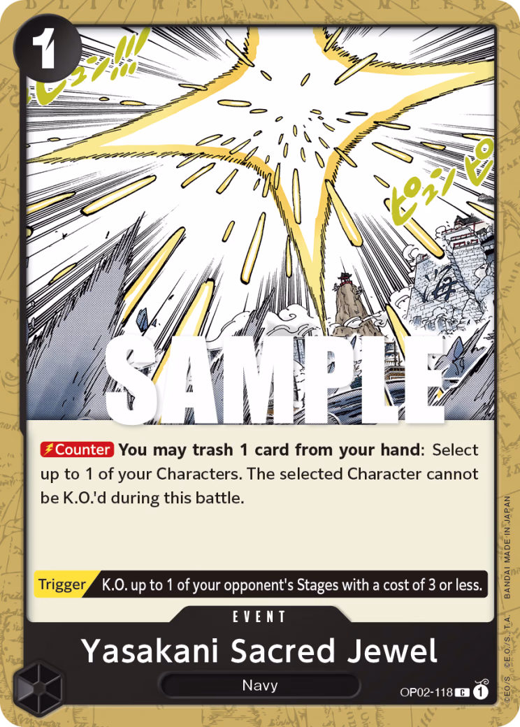 Yasakani Sacred Jewel One Piece card (OP02-118, Paramount War)