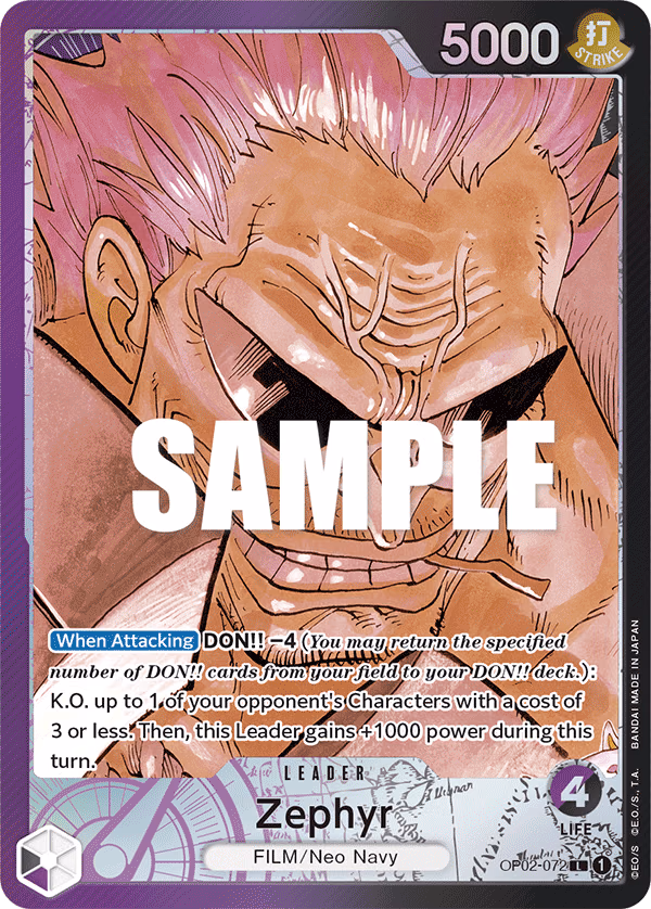 Zephyr (Alternate Art) One Piece card (OP02-072, Paramount War)