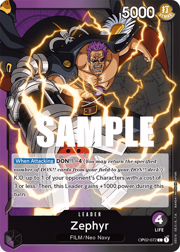 Zephyr One Piece card (OP02-072, Paramount War)