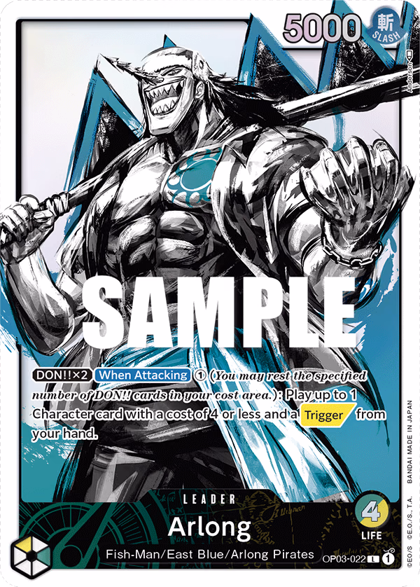 Arlong (Alternate Art) One Piece card (OP03-022, Pillars of Strength)