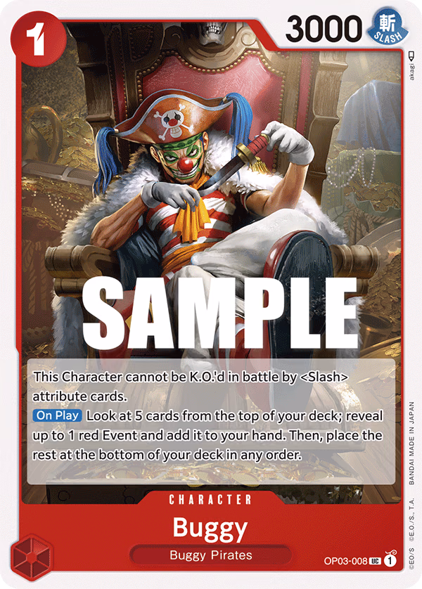 Buggy One Piece card (OP03-008, Pillars of Strength)