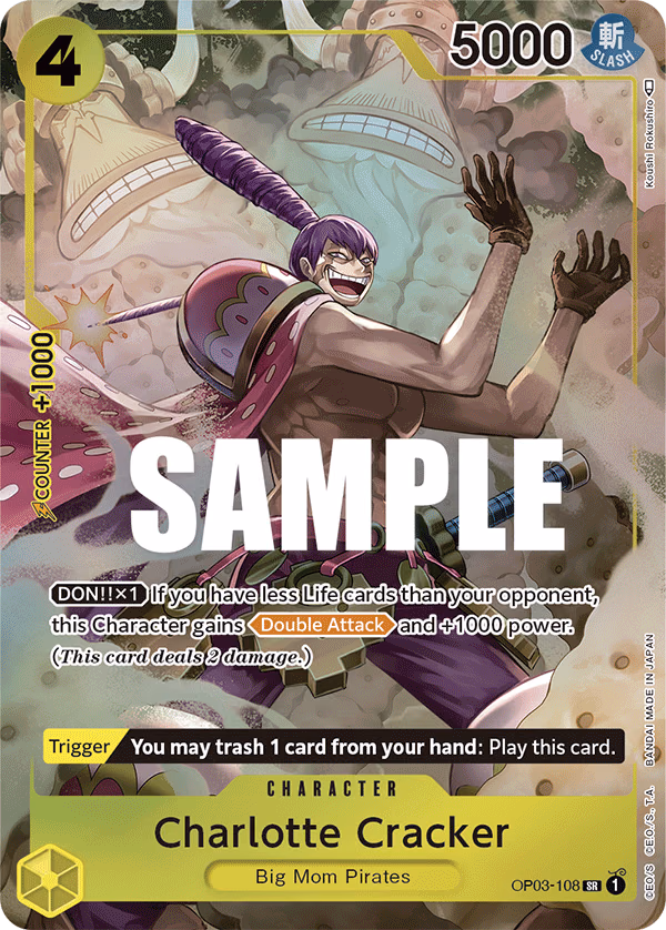 Charlotte Cracker (Alternate Art) One Piece card (OP03-108, Pillars of Strength)