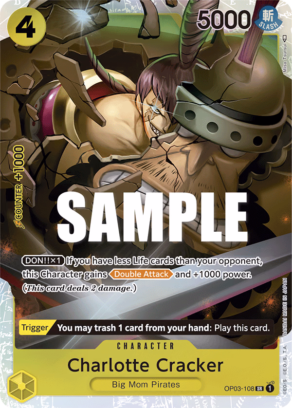 Charlotte Cracker One Piece card (OP03-108, Pillars of Strength)