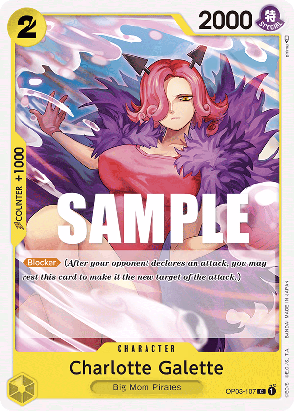 Charlotte Galette One Piece card (OP03-107, Pillars of Strength)