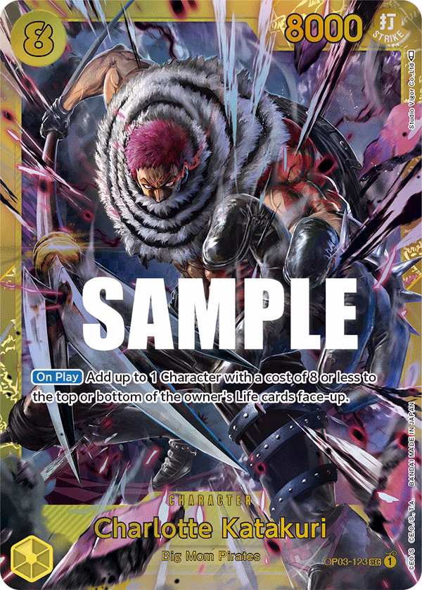 Charlotte Katakuri One Piece card (OP03-123, Pillars of Strength)