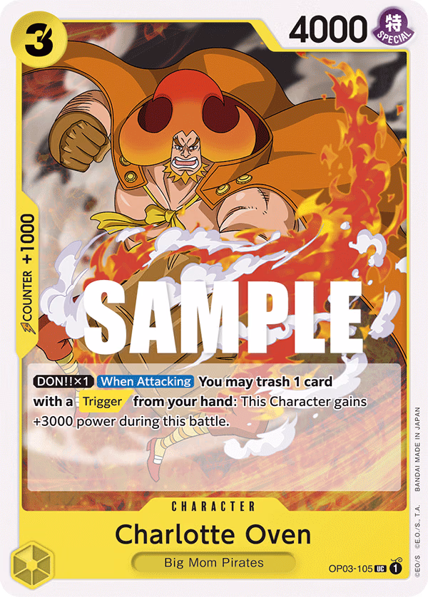 Charlotte Oven One Piece card (OP03-105, Pillars of Strength)