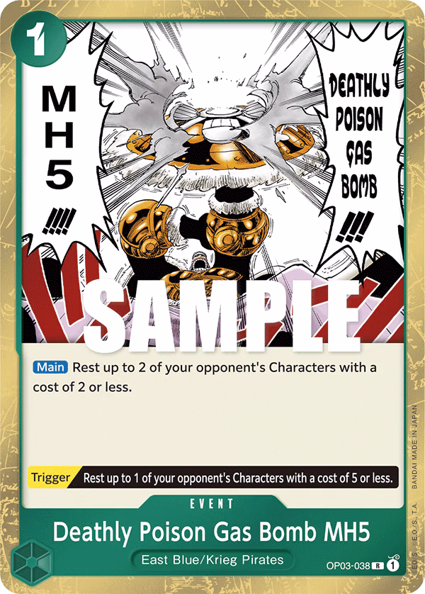 Deathly Poison Gas Bomb MH5 One Piece card (OP03-038, Pillars of Strength)