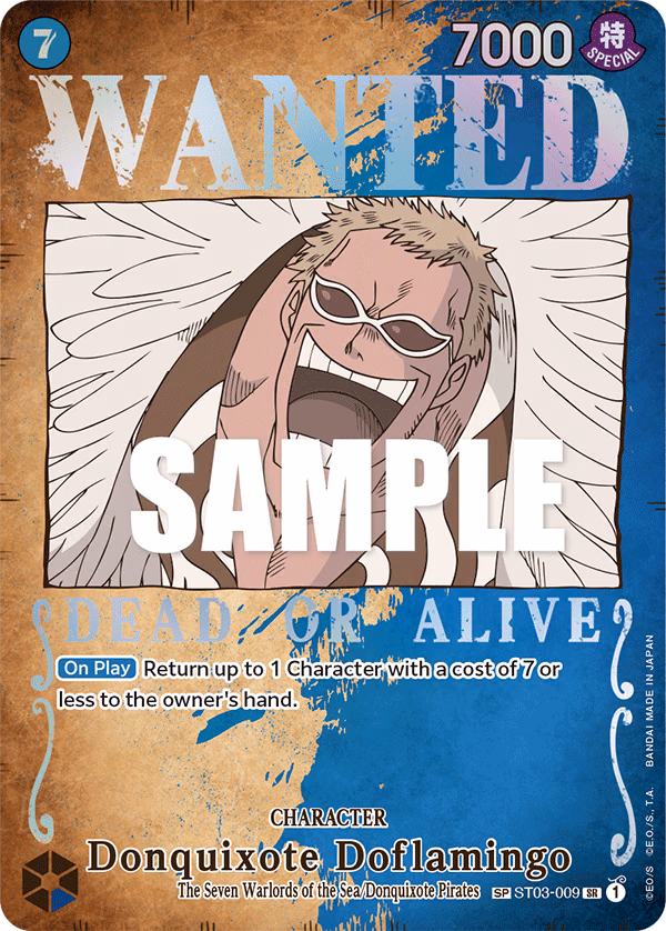 Donquixote Doflamingo (Wanted Poster) One Piece card (ST03-009, Pillars of Strength)