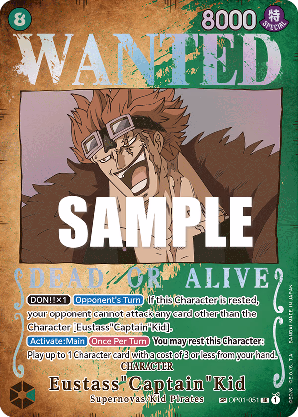Eustass"Captain"Kid (Wanted Poster) One Piece card (OP01-051, Pillars of Strength)