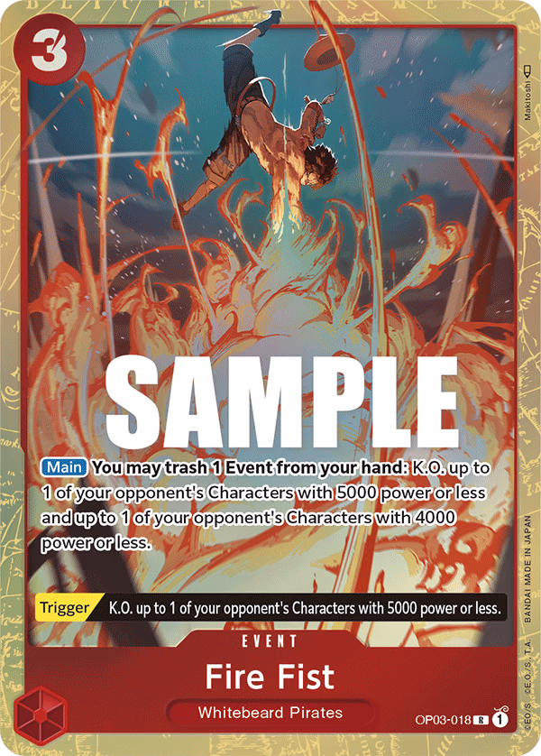 Fire Fist (Alternate Art) One Piece card (OP03-018, Pillars of Strength)