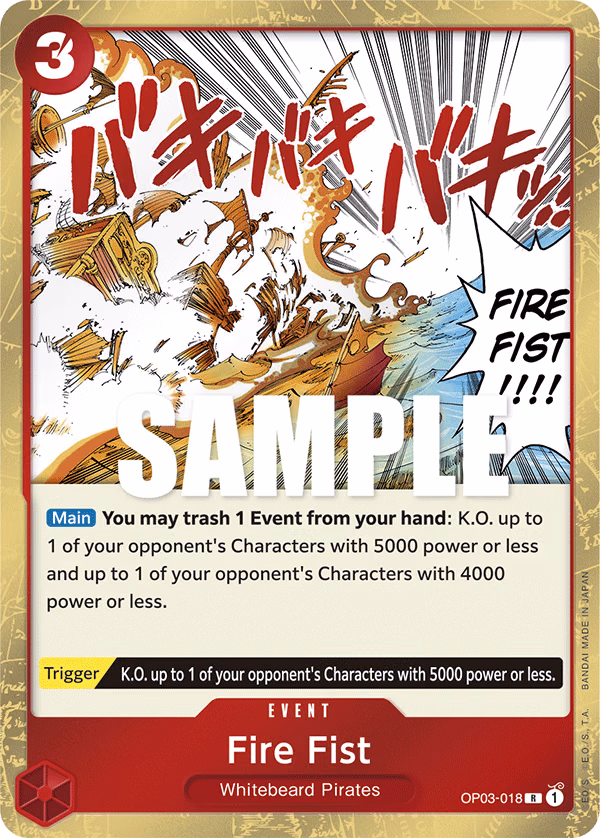 Fire Fist One Piece card (OP03-018, Pillars of Strength)