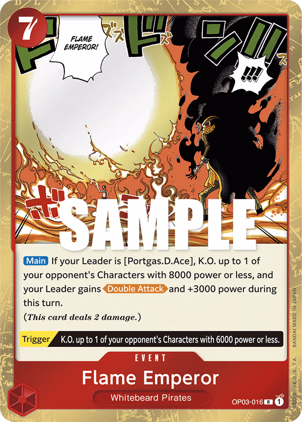 Flame Emperor One Piece card (OP03-016, Pillars of Strength)