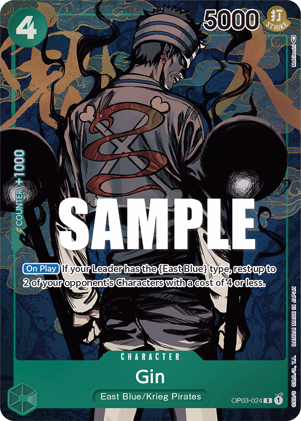 Gin (Alternate Art) One Piece card (OP03-024, Pillars of Strength)