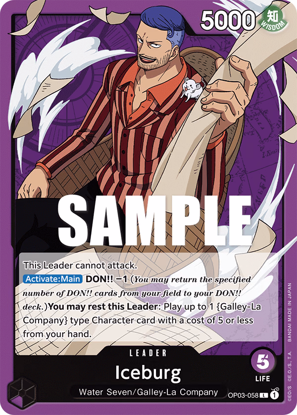 Iceburg One Piece card (OP03-058, Pillars of Strength)