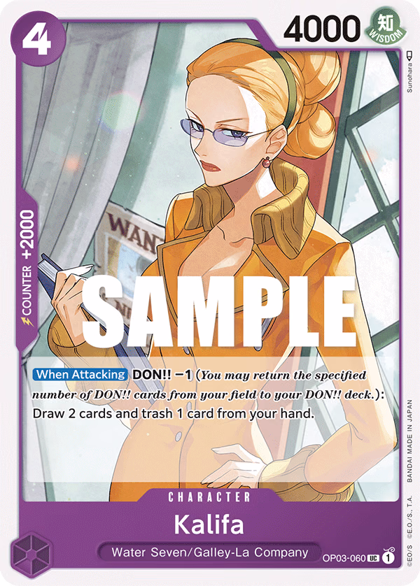 Kalifa One Piece card (OP03-060, Pillars of Strength)