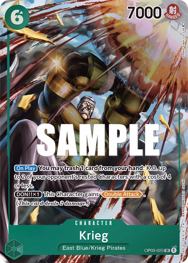 Krieg (Alternate Art) One Piece card (OP03-025, Pillars of Strength)
