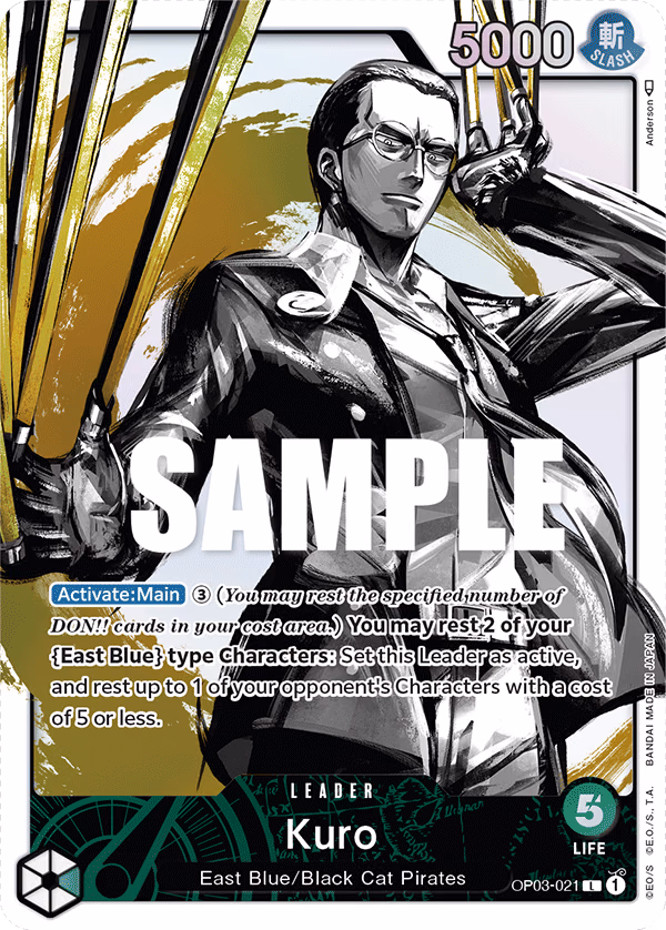 Kuro (Alternate Art) One Piece card (OP03-021, Pillars of Strength)