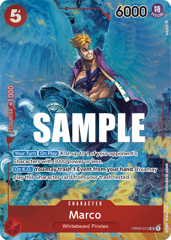 Marco (Alternate Art) One Piece card (OP03-013, Pillars of Strength)