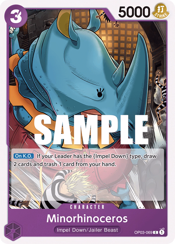 Minorhinoceros One Piece card (OP03-069, Pillars of Strength)