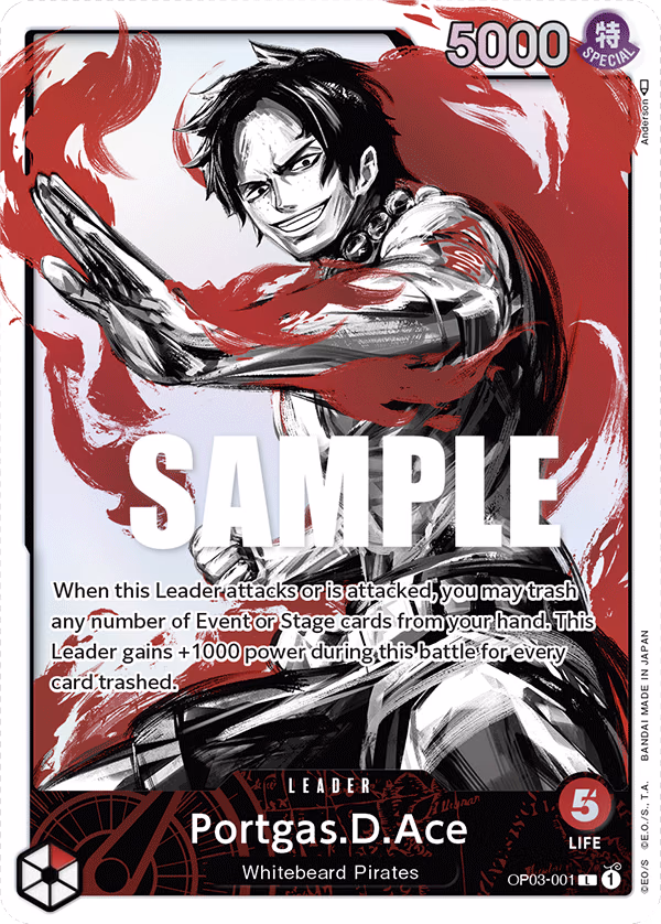 Portgas.D.Ace (Alternate Art) One Piece card (OP03-001, Pillars of Strength)