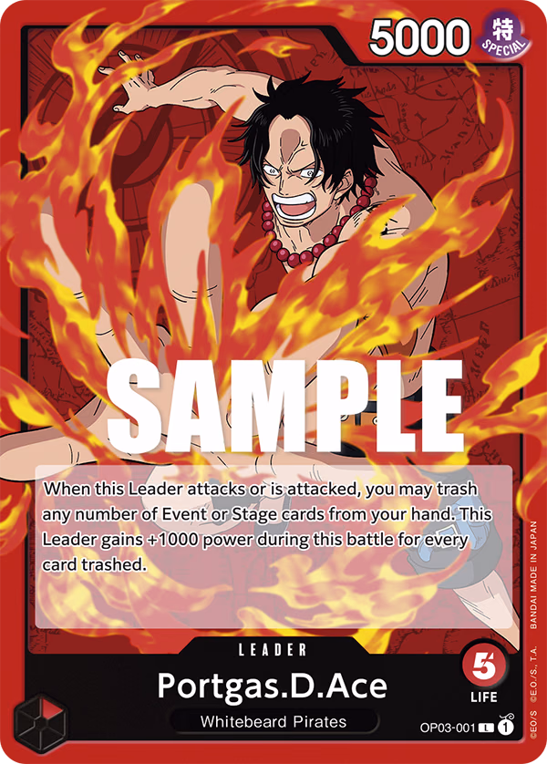 Portgas.D.Ace One Piece card (OP03-001, Pillars of Strength)