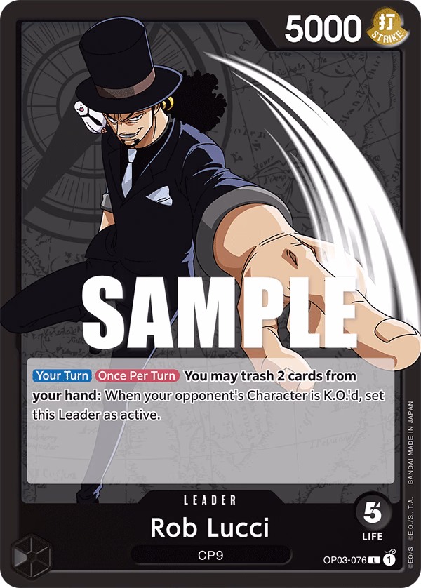 Rob Lucci One Piece card (OP03-076, Pillars of Strength)