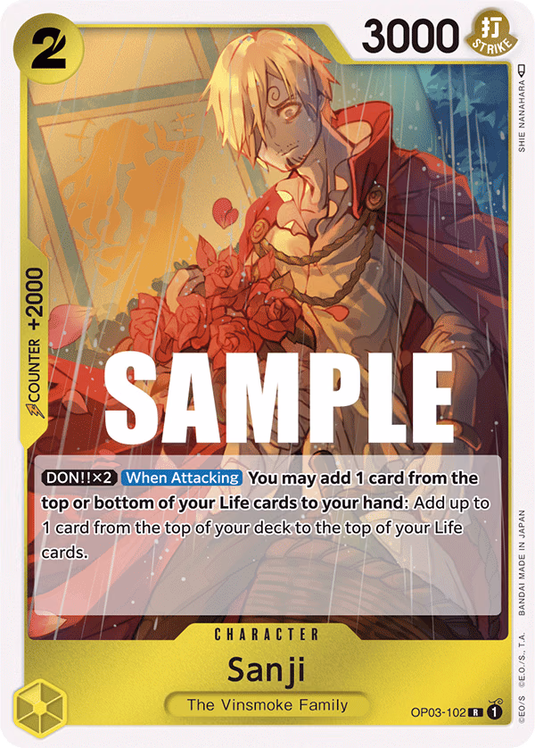 Sanji One Piece card (OP03-102, Pillars of Strength)