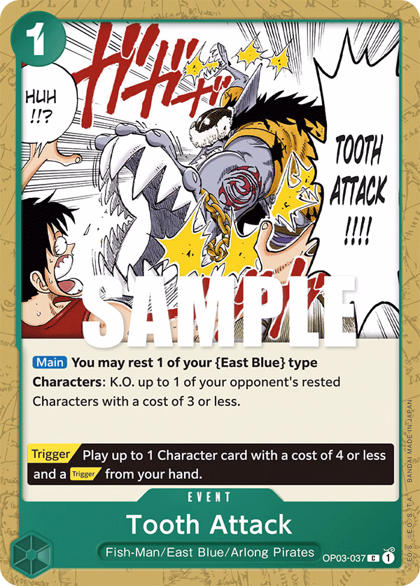 Tooth Attack One Piece card (OP03-037, Pillars of Strength)