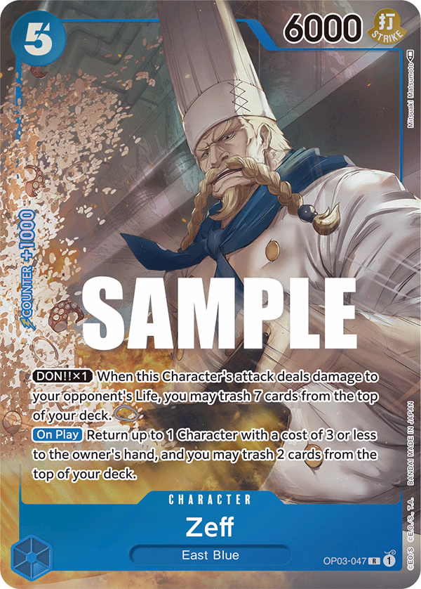 Zeff (Alternate Art) One Piece card (OP03-047, Pillars of Strength)