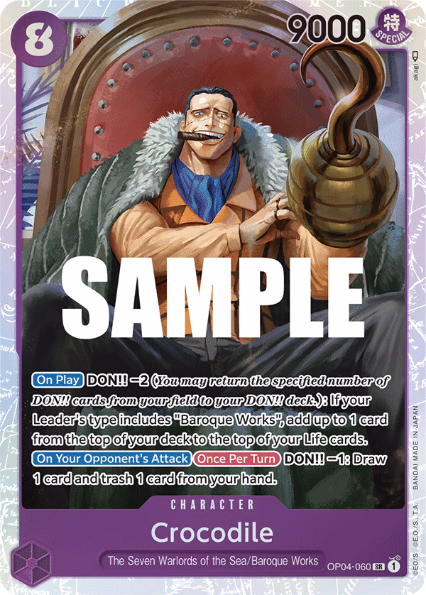 Crocodile One Piece card (OP04-060, Kingdoms of Intrigue)