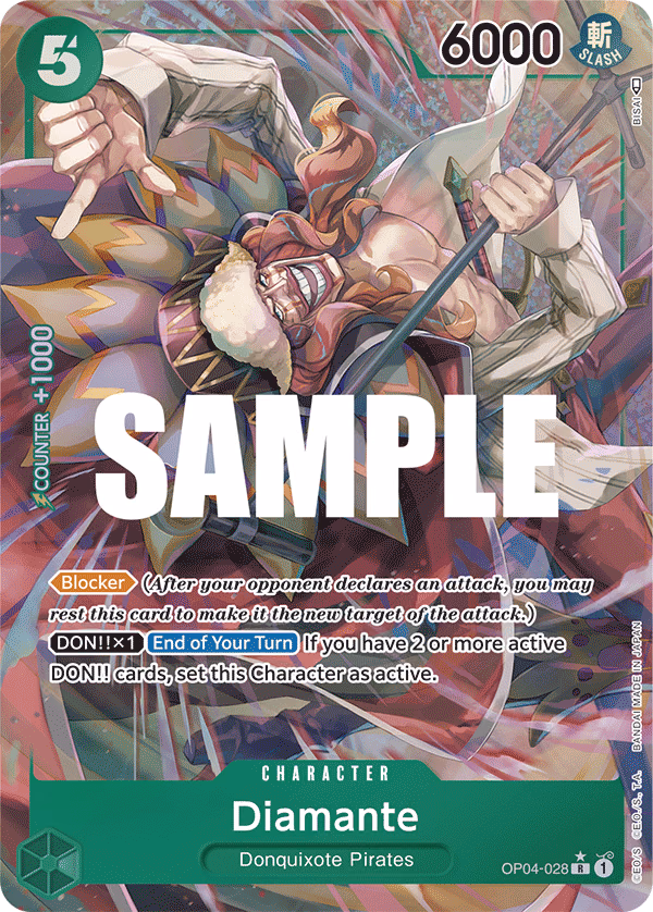 Diamante (Alternate Art) One Piece card (OP04-028, Kingdoms of Intrigue)