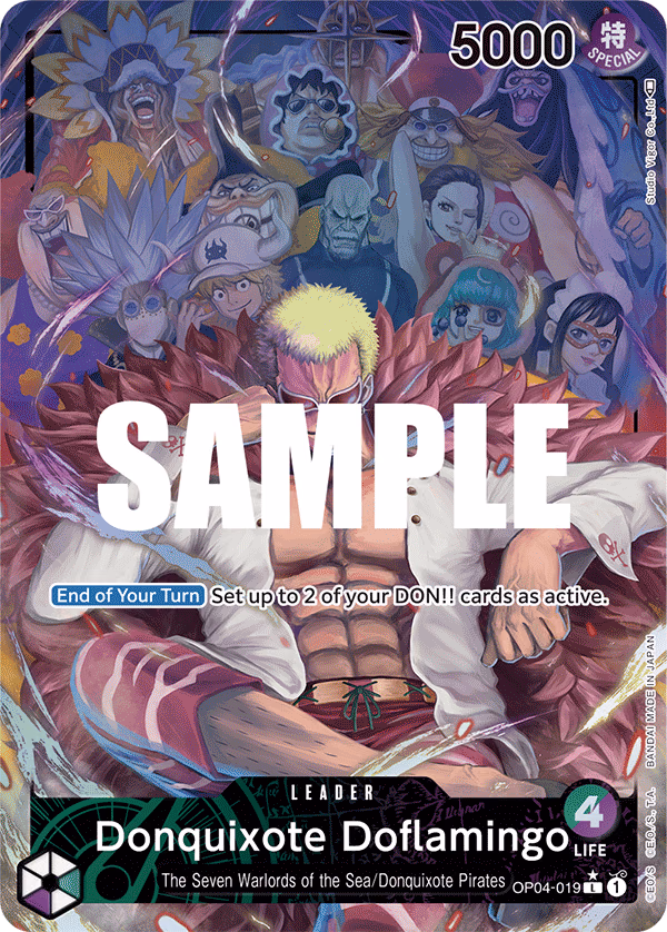 Donquixote Doflamingo (Alternate Art) One Piece card (OP04-019, Kingdoms of Intrigue)