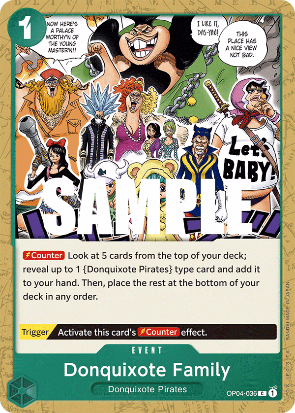 Donquixote Family One Piece card (OP04-036, Kingdoms of Intrigue)