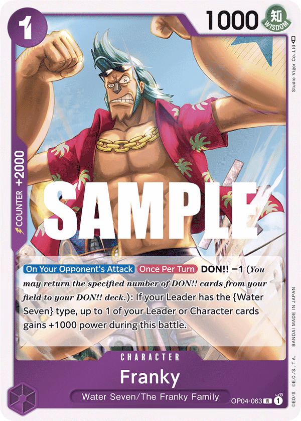 Franky One Piece card (OP04-063, Kingdoms of Intrigue)