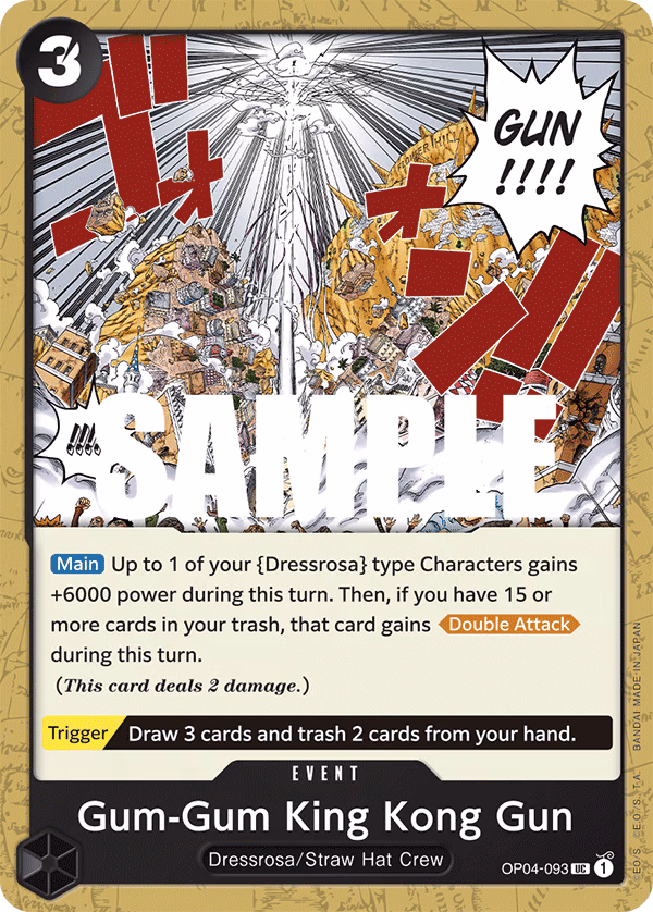 Gum-Gum King Kong Gun One Piece card (OP04-093, Kingdoms of Intrigue)
