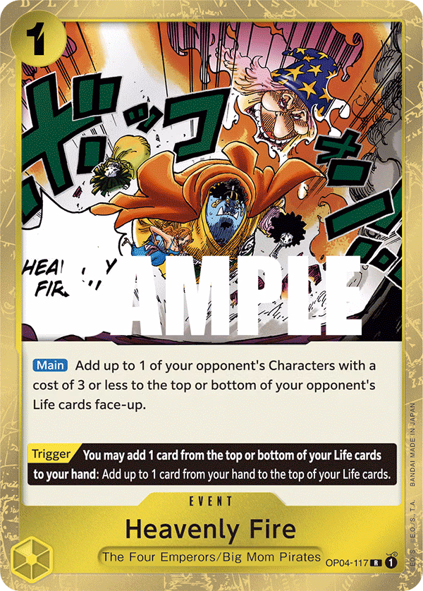 Heavenly Fire One Piece card (OP04-117, Kingdoms of Intrigue)